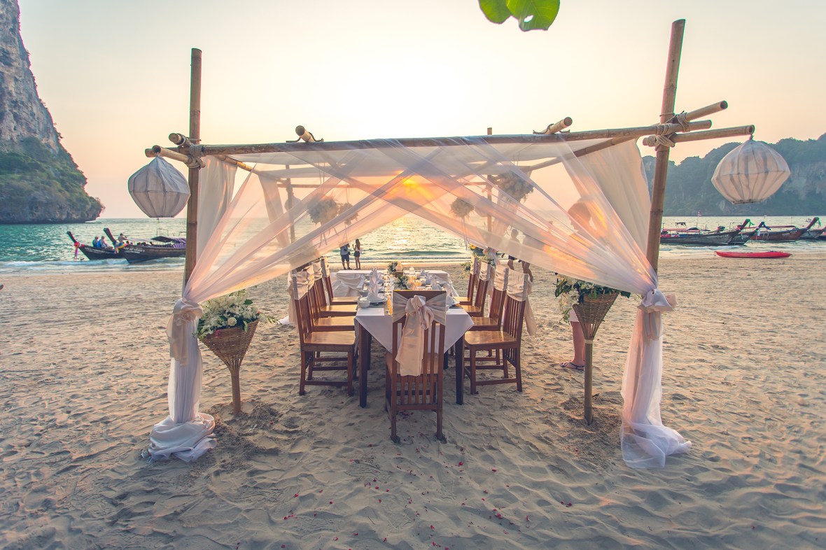 wedding photo session at Railay beach Krabi Thailand