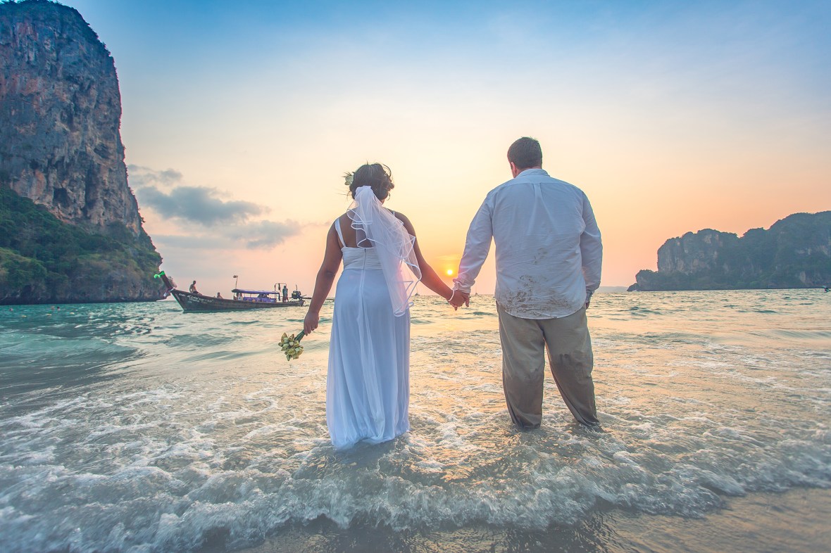 wedding photo session at Railay beach Krabi Thailand