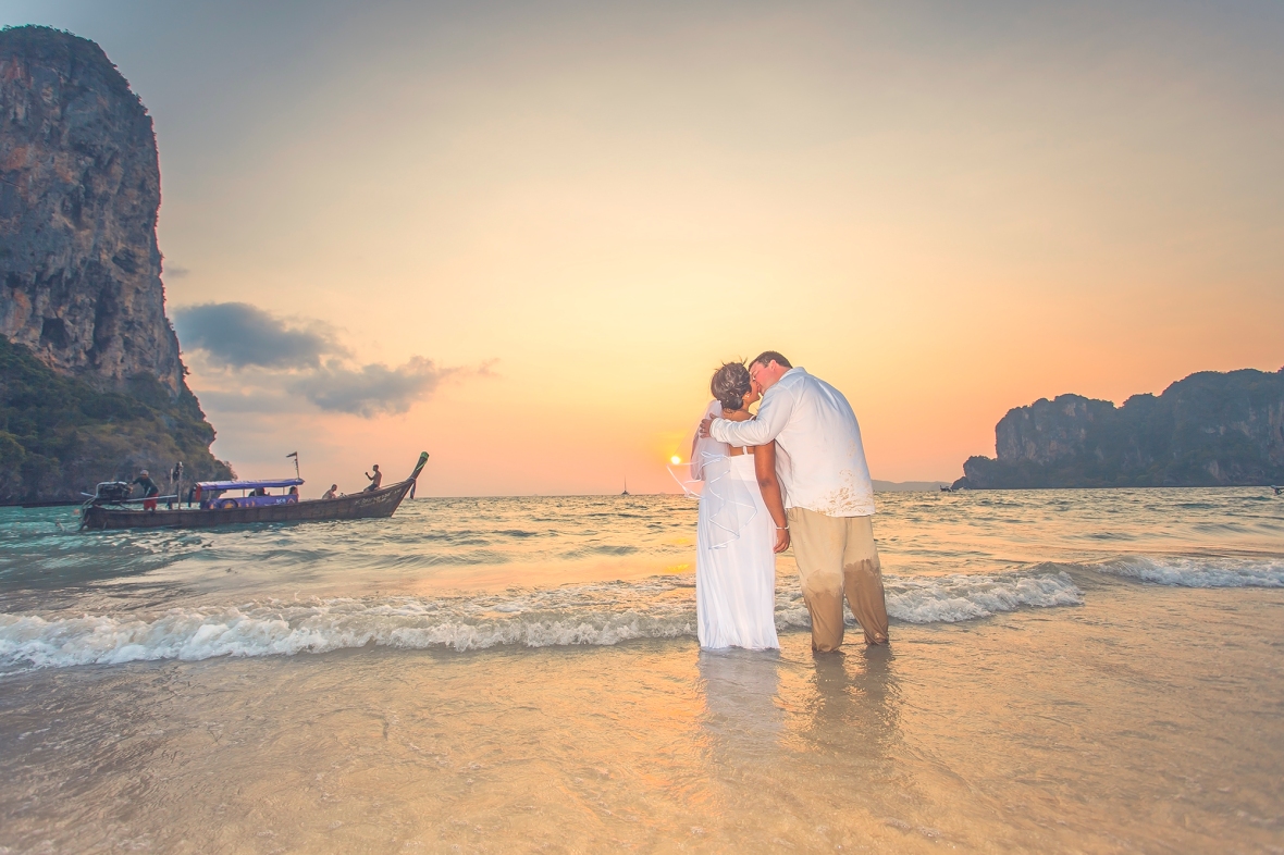 wedding photo session at Railay beach Krabi Thailand