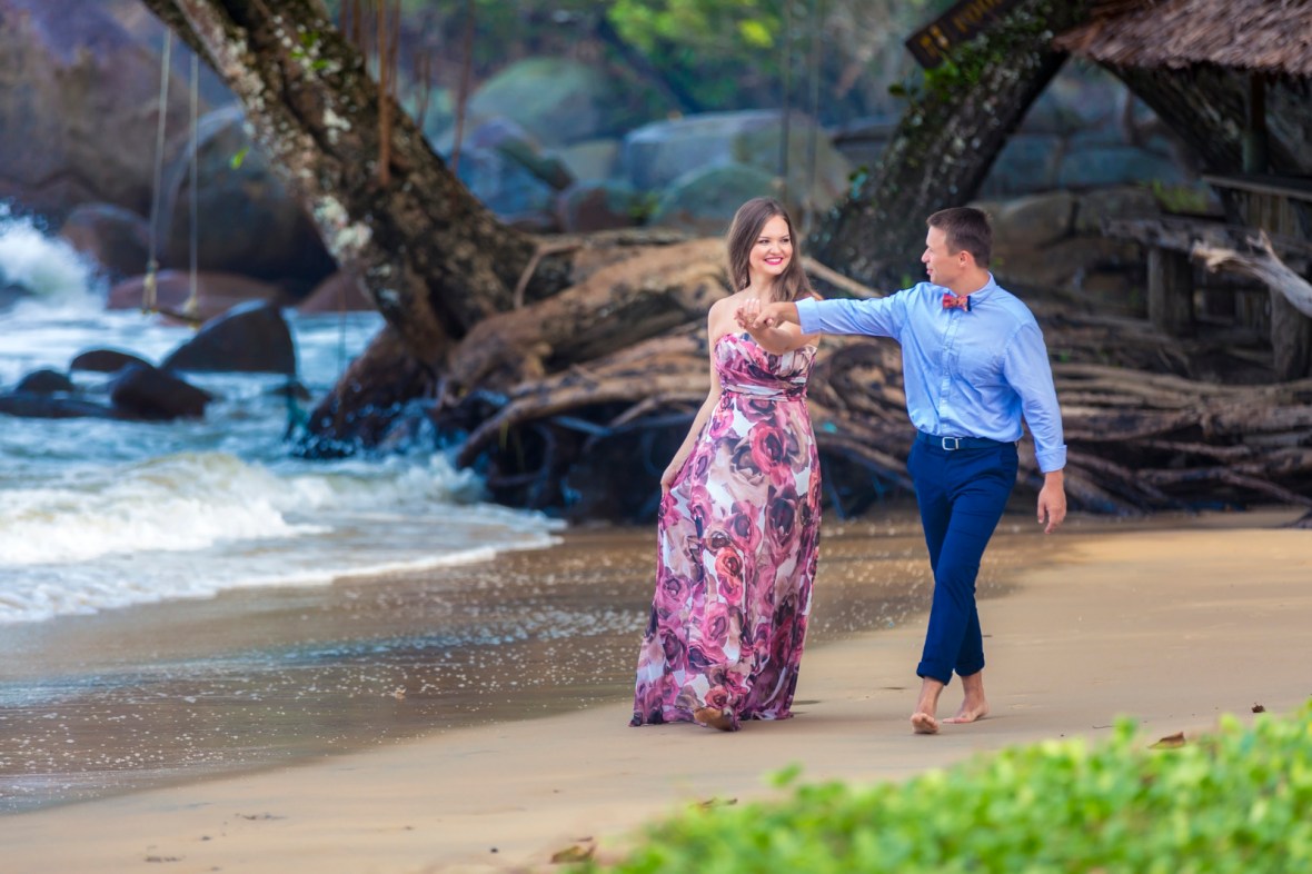 engagement photoshoot at small sandy beach khao lak Phan nga