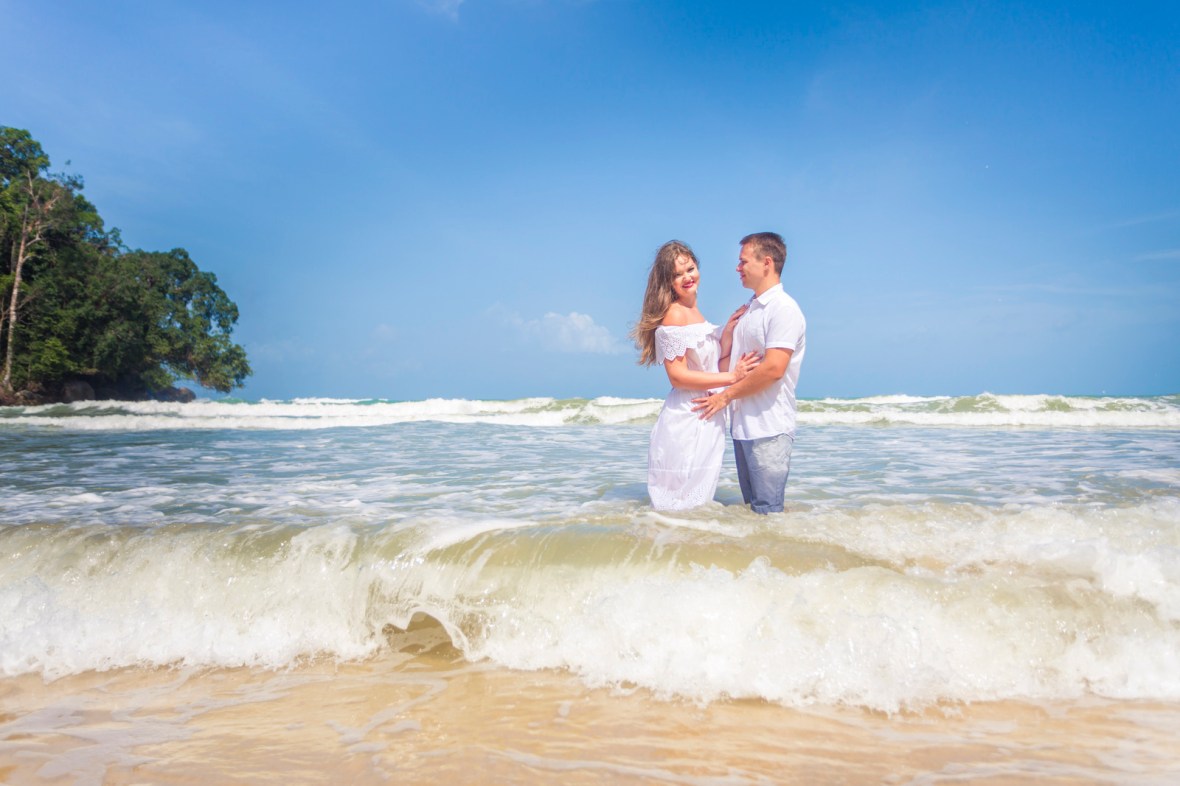 engagement photoshoot at small sandy beach khao lak Phan nga