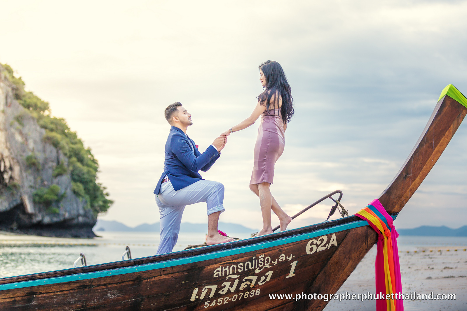 marriage proposal photoshoot on Long tail boat at Ao nang  Krabi