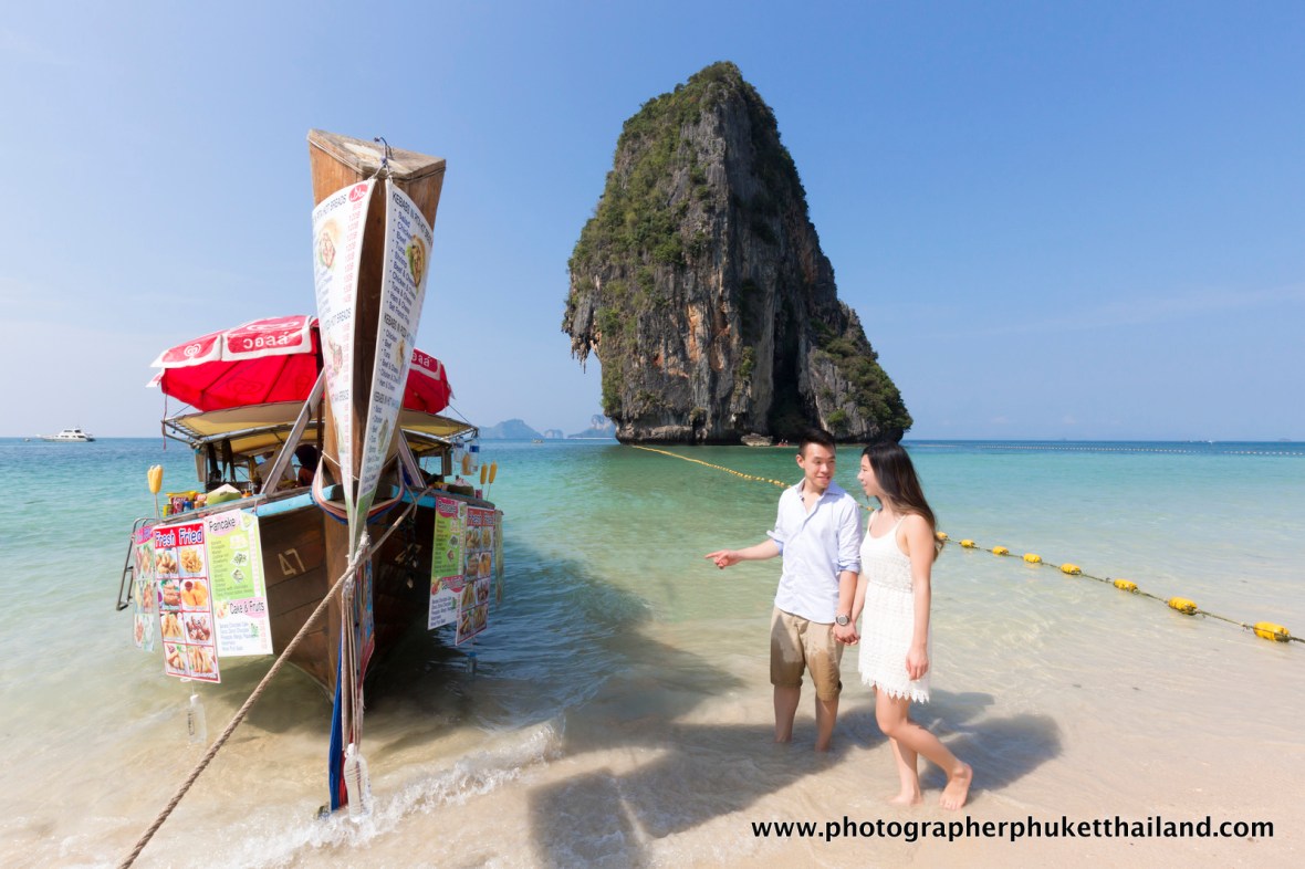 couple photoshoot at pranang cave beach krabi