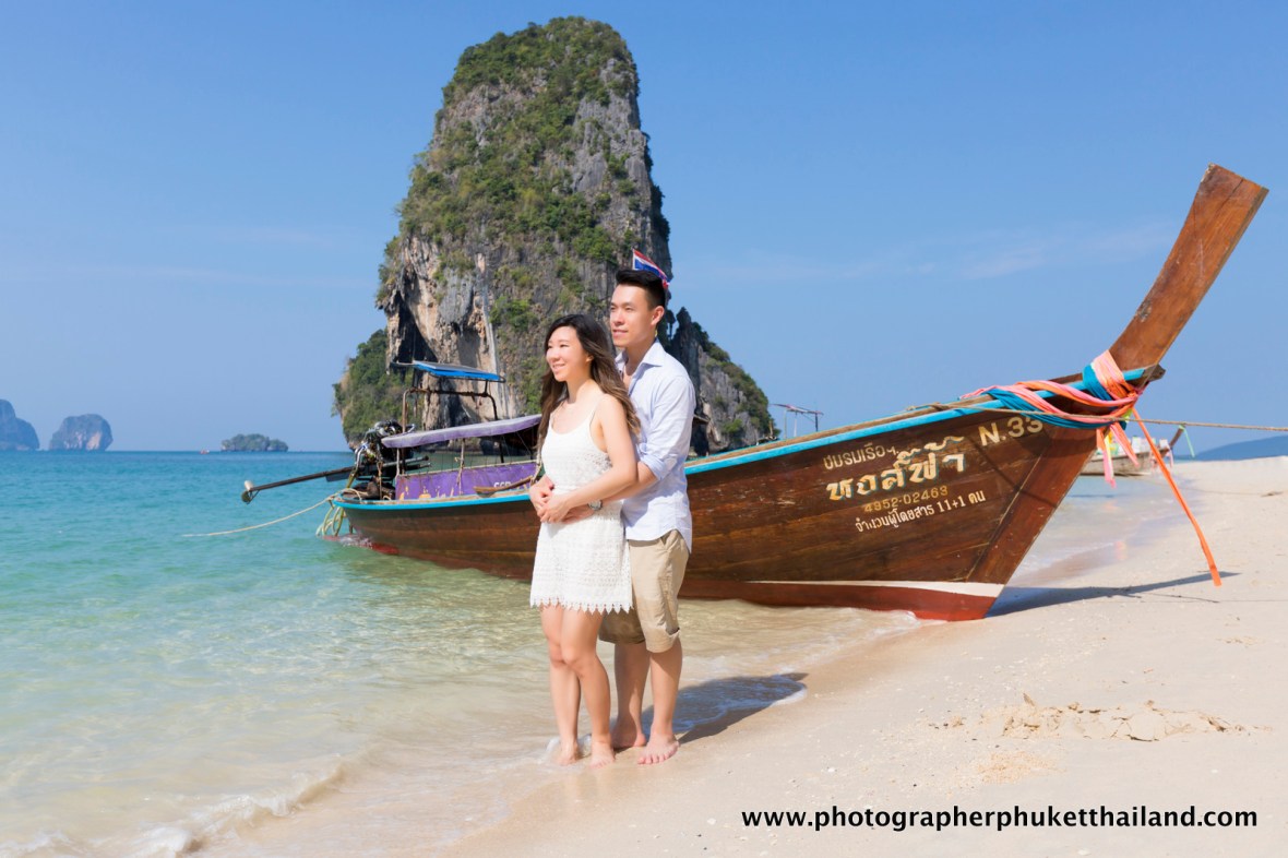 couple photoshoot at pranang cave beach krabi