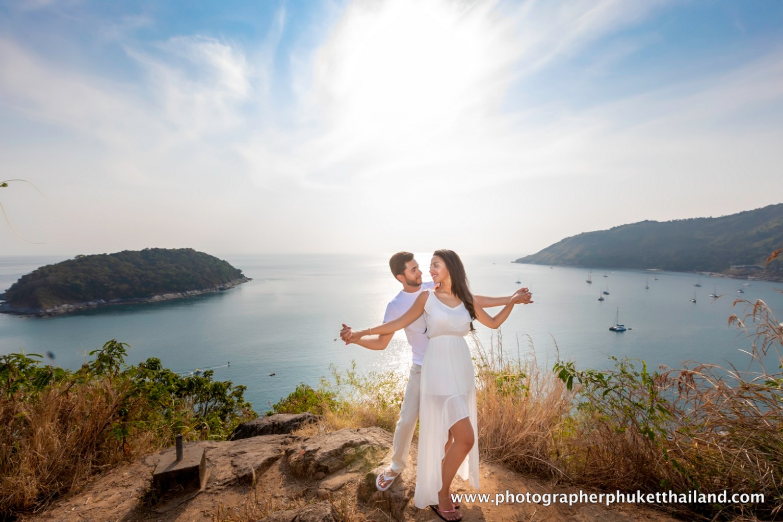 Honeymoon couple photoshoot at windmill viewpoint phuket thailand