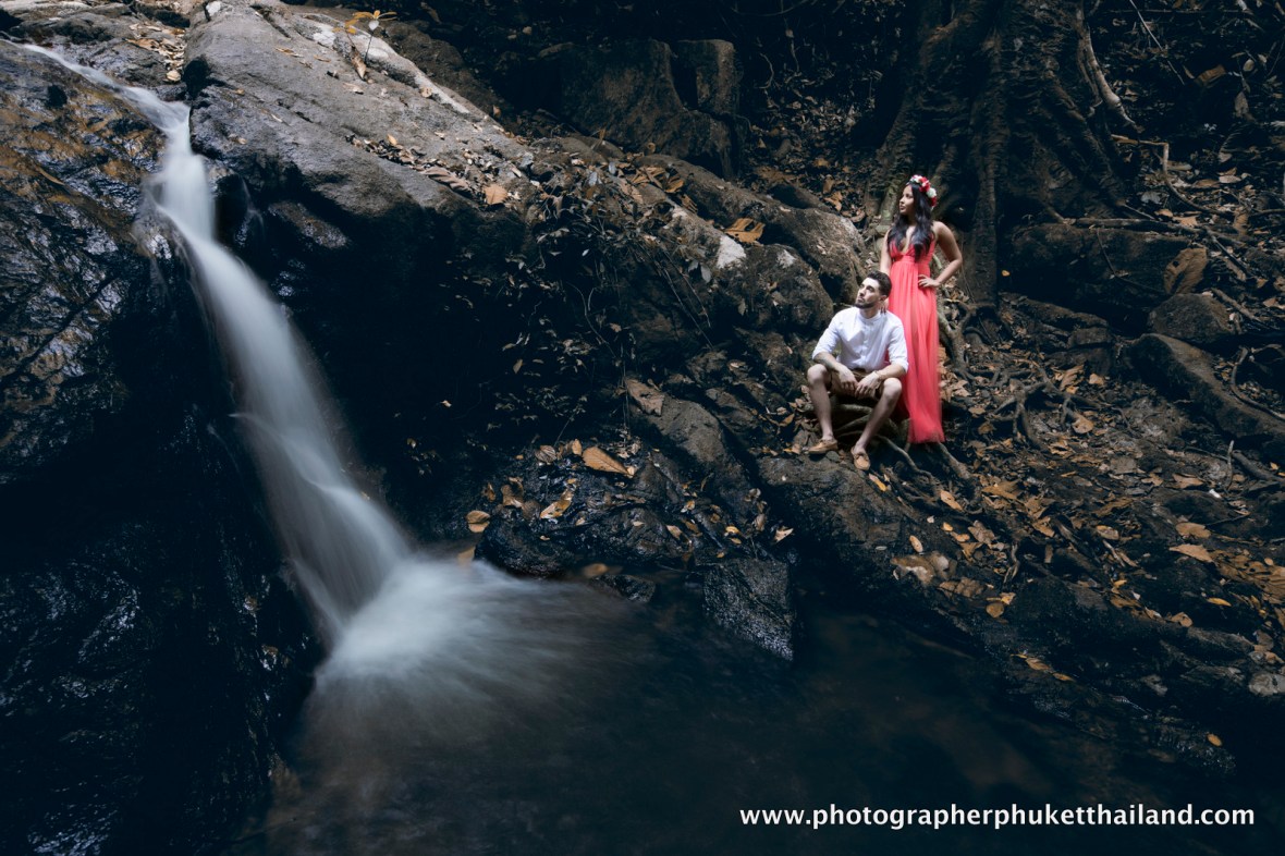 engagement photoshoot at kathu waterfall phuket thailand