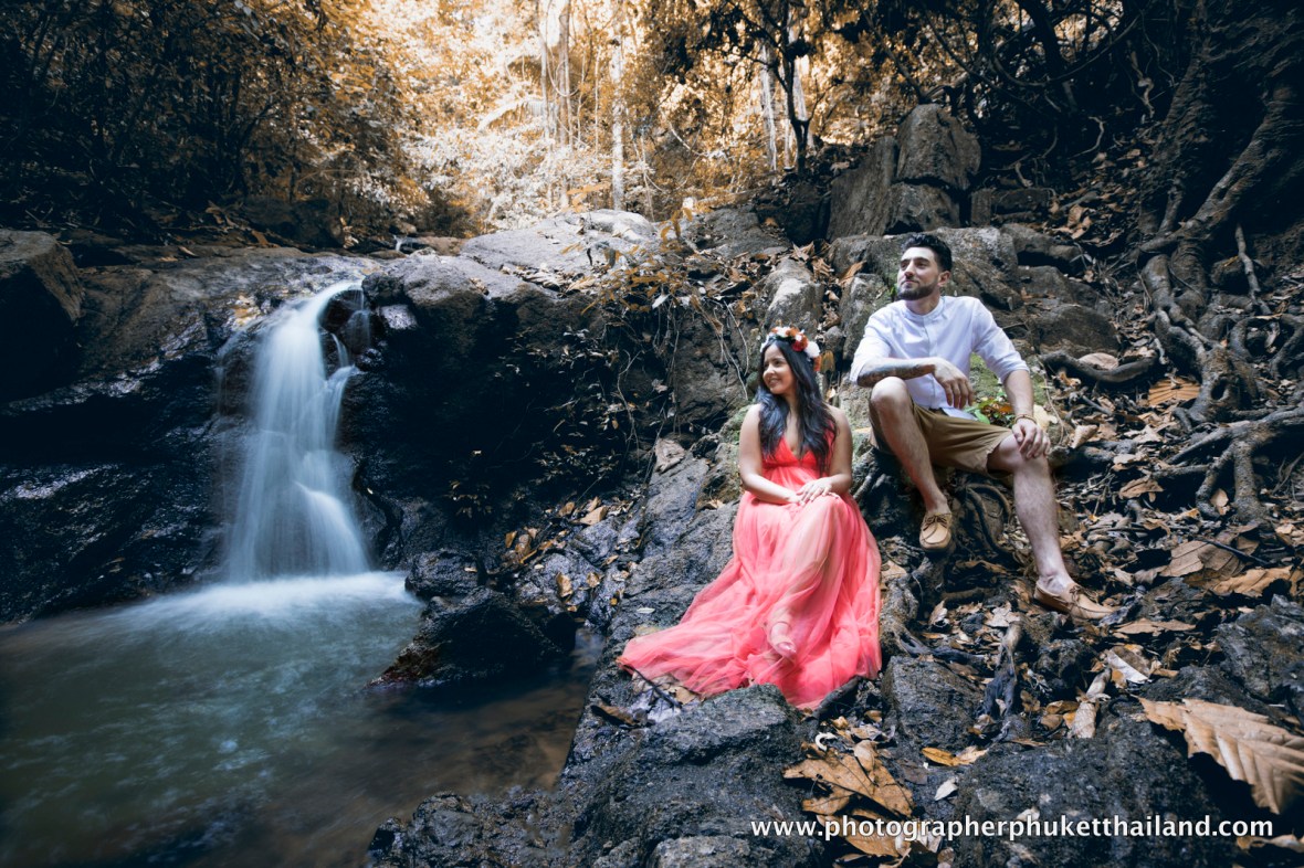 engagement photoshoot at kathu waterfall phuket thailand