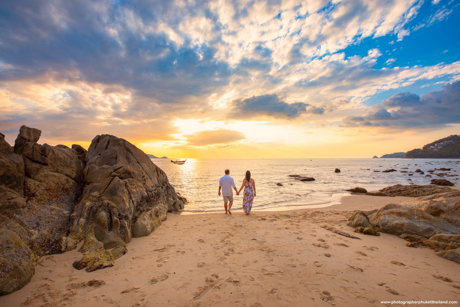 engagement photoshoot during sunset at kalim beach patong bay phuket
