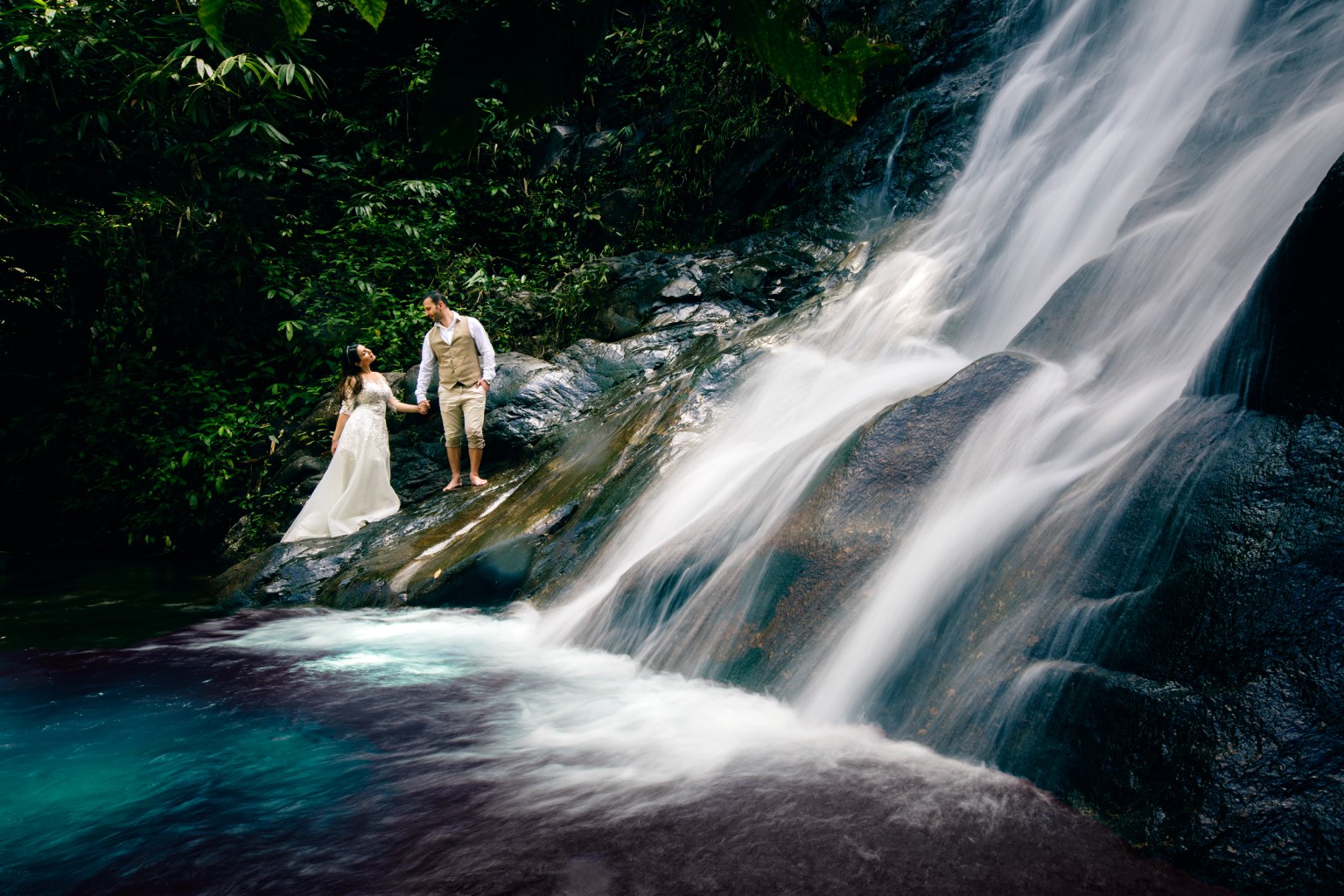 pre wedding photography at sai rung waterfall khao lak phang nga