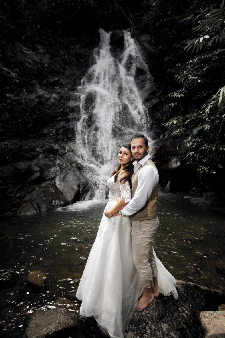 pre wedding photography at sairung waerfall khao lak phang nga thailand