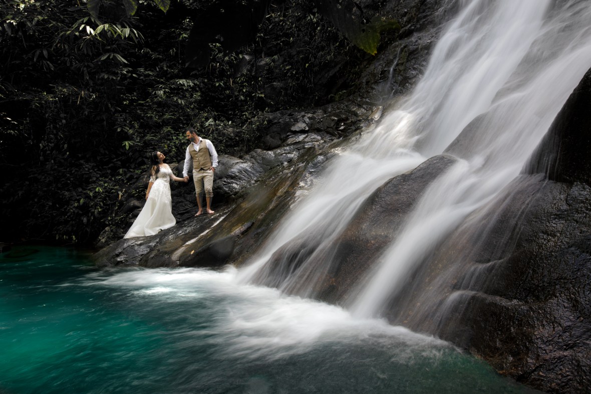 pre wedding photography at sairung waerfall khao lak phang nga thailand