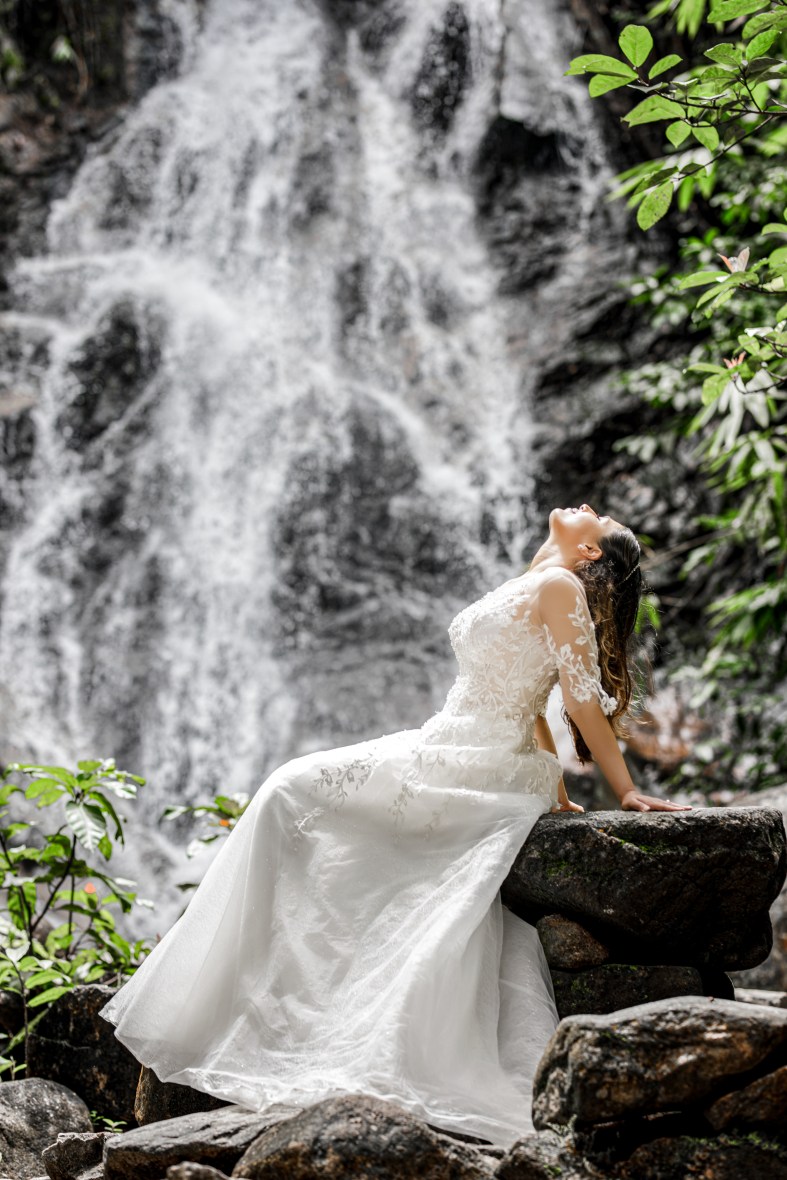 pre wedding photography at sairung waerfall khao lak phang nga thailand