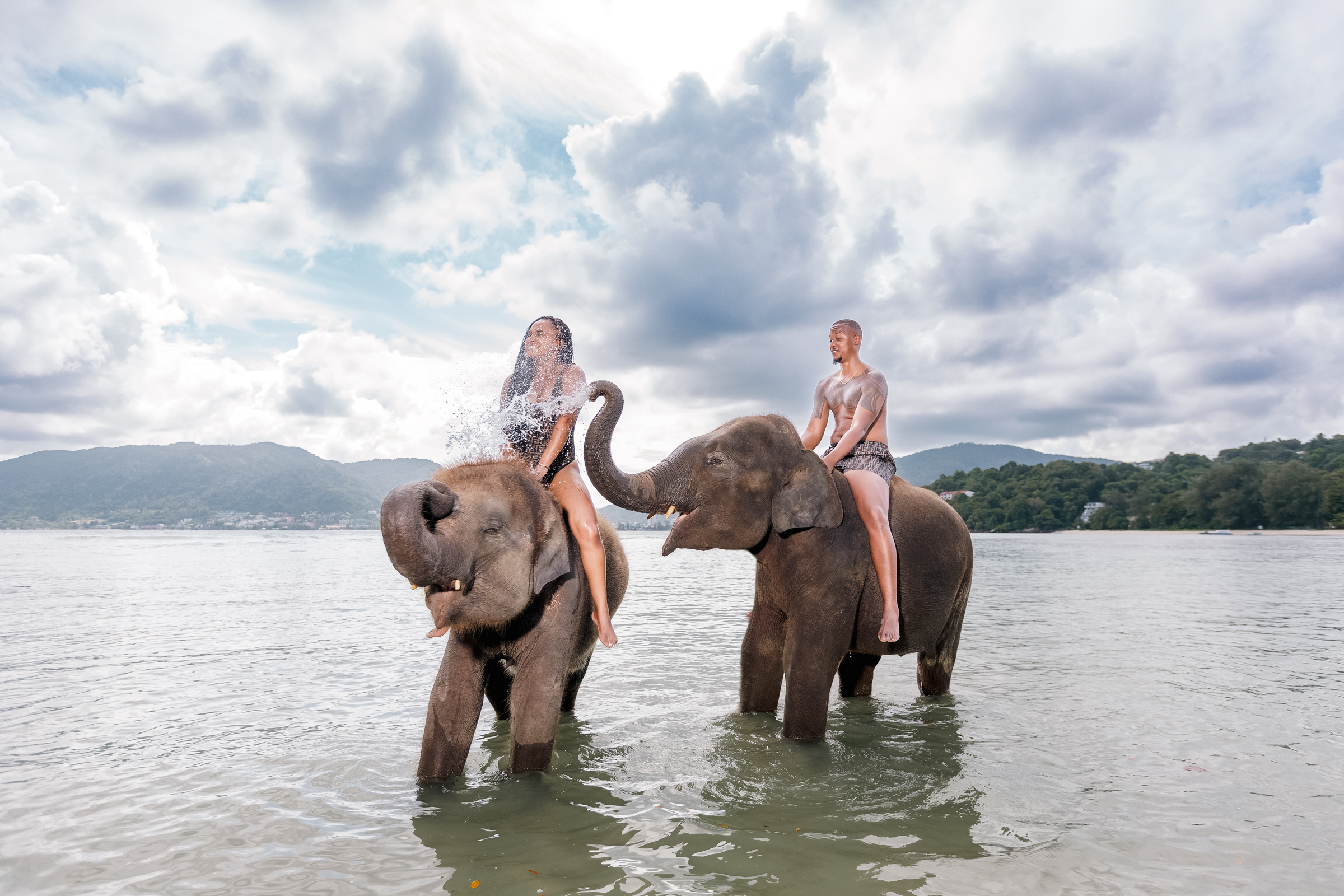 couple photoshoot with elephants