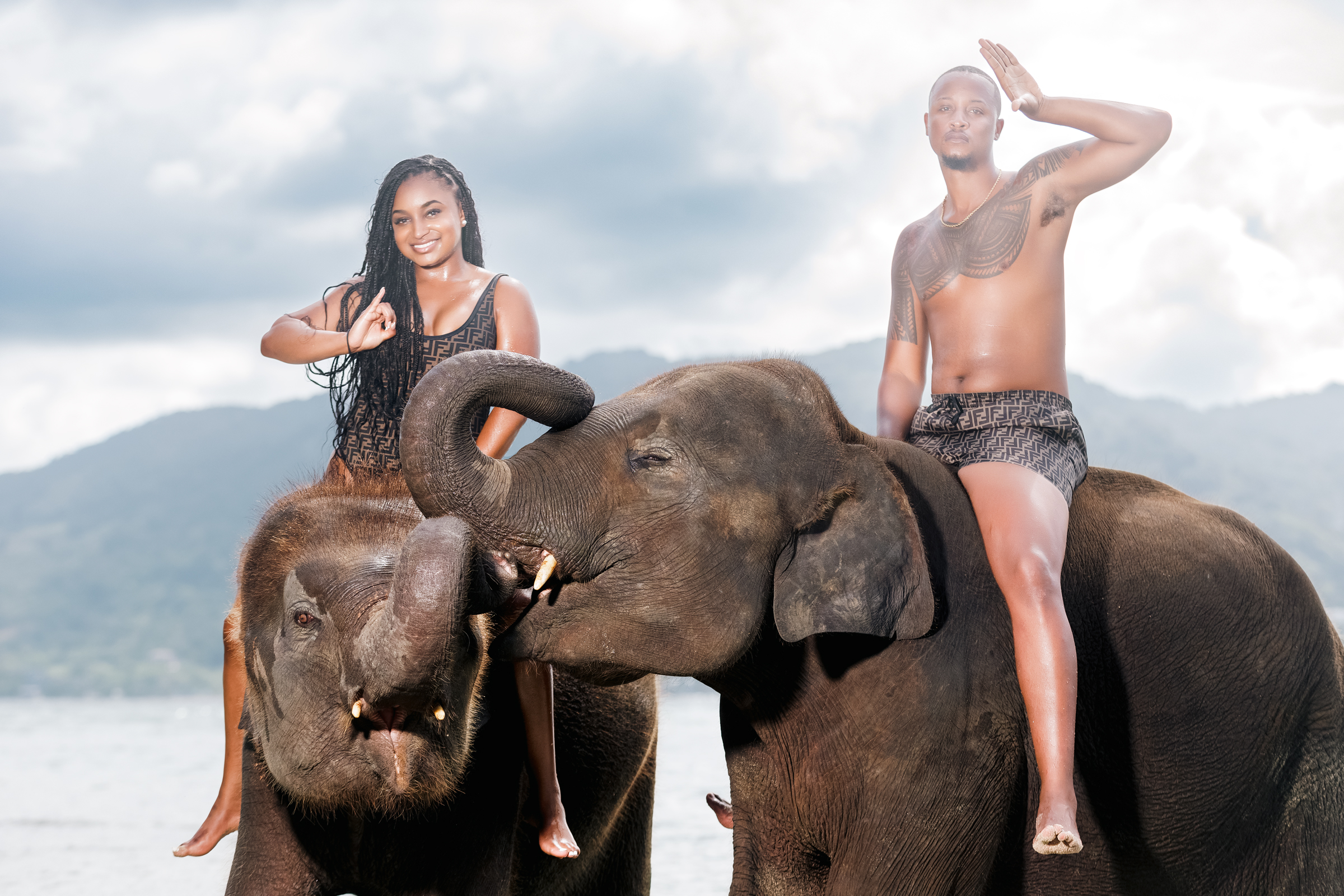 couple photoshoot with elephants
