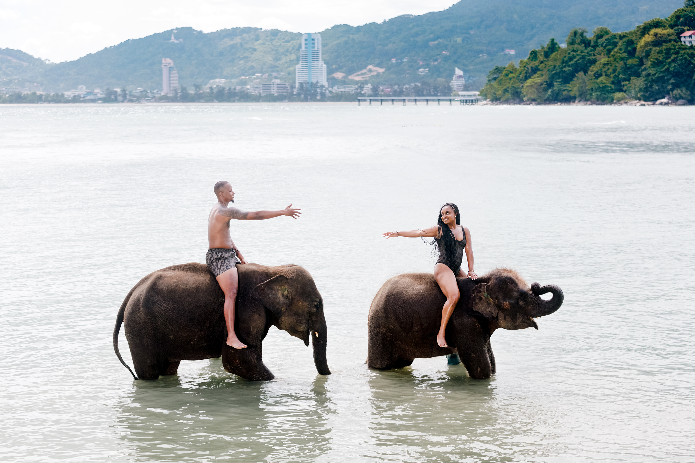 couple photoshoot with elephants