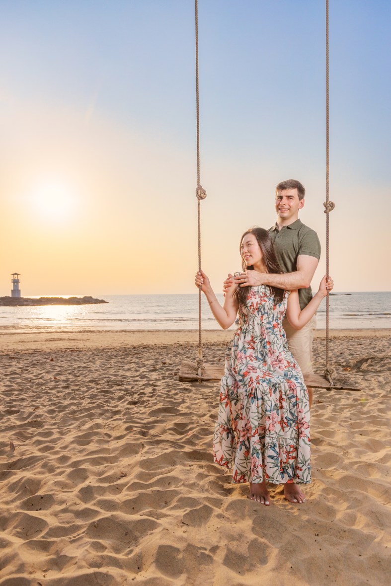 engagement photography as sunset at khaolak lighthouse phang-nga