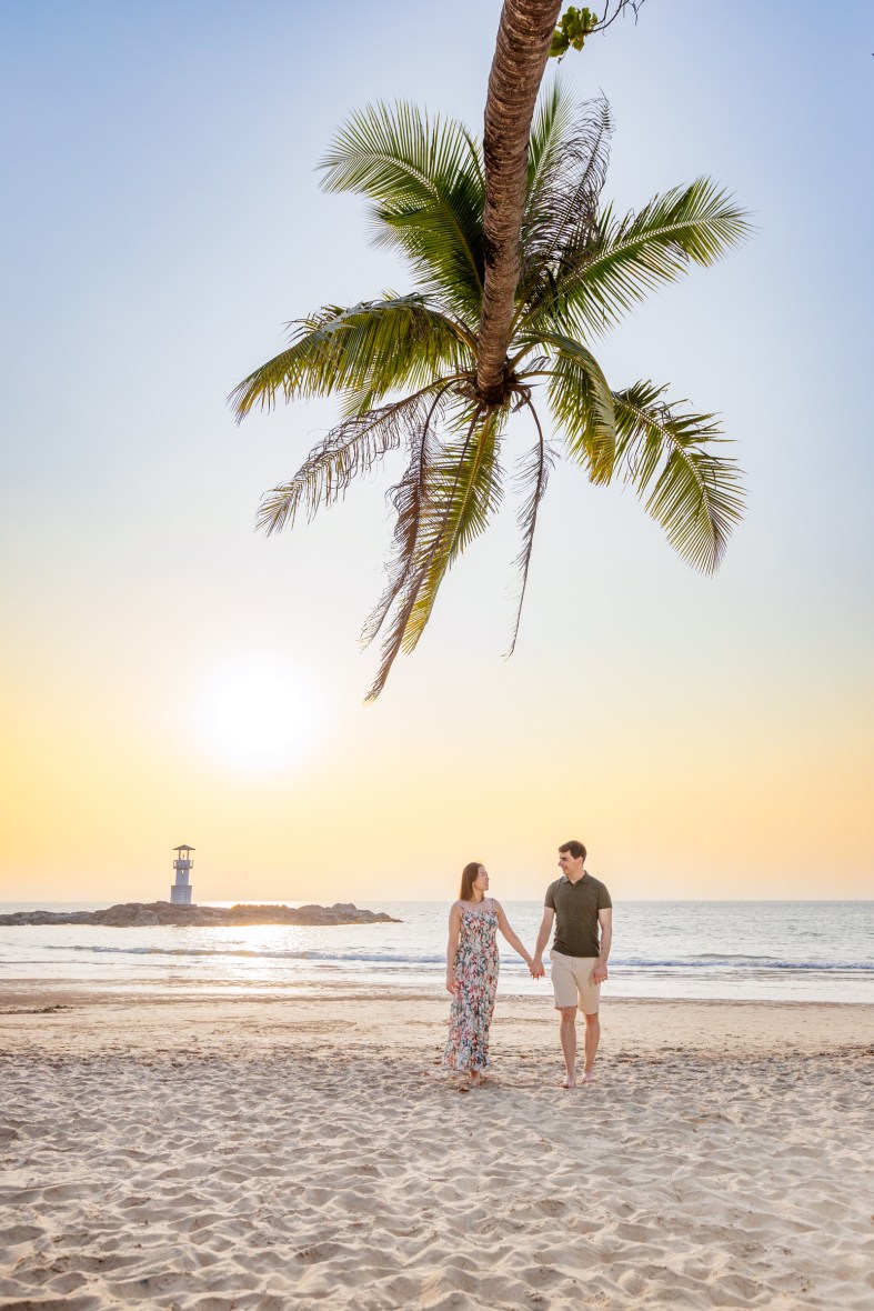 engagement photography as sunset at khaolak lighthouse phang-nga