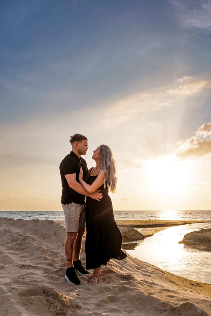 engagement photoshoot sa sunset at karon beach phuket