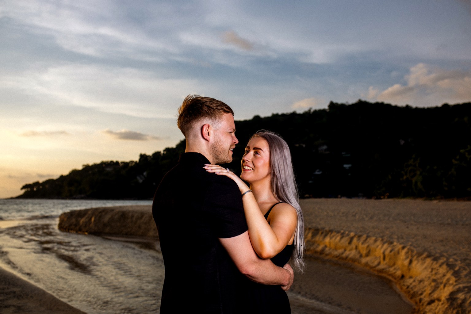 engagement photoshoot sa sunset at karon beach phuket