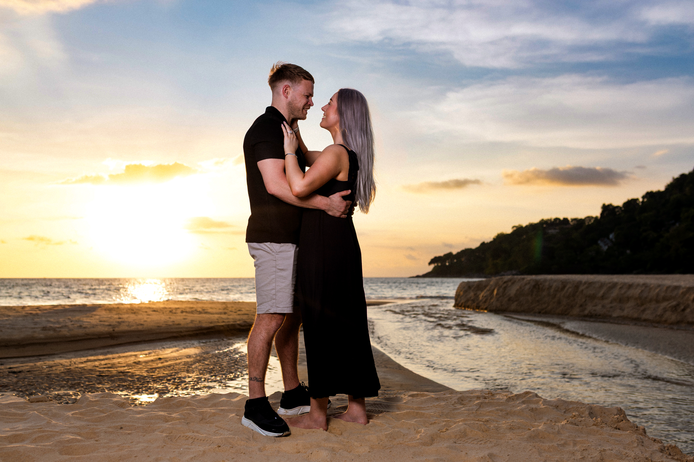 engagement photoshoot sa sunset at karon beach phuket