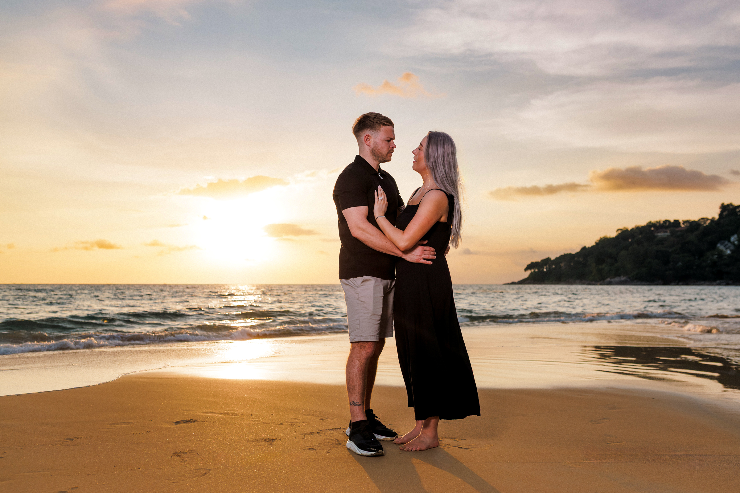 engagement photoshoot sa sunset at karon beach phuket
