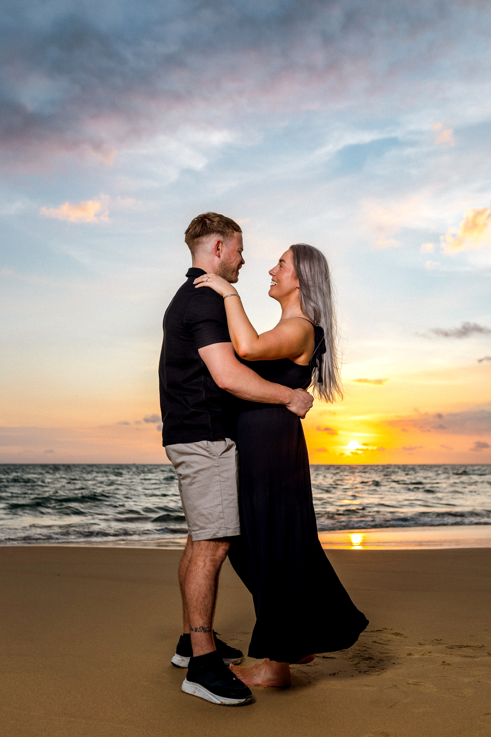 engagement photoshoot sa sunset at karon beach phuket