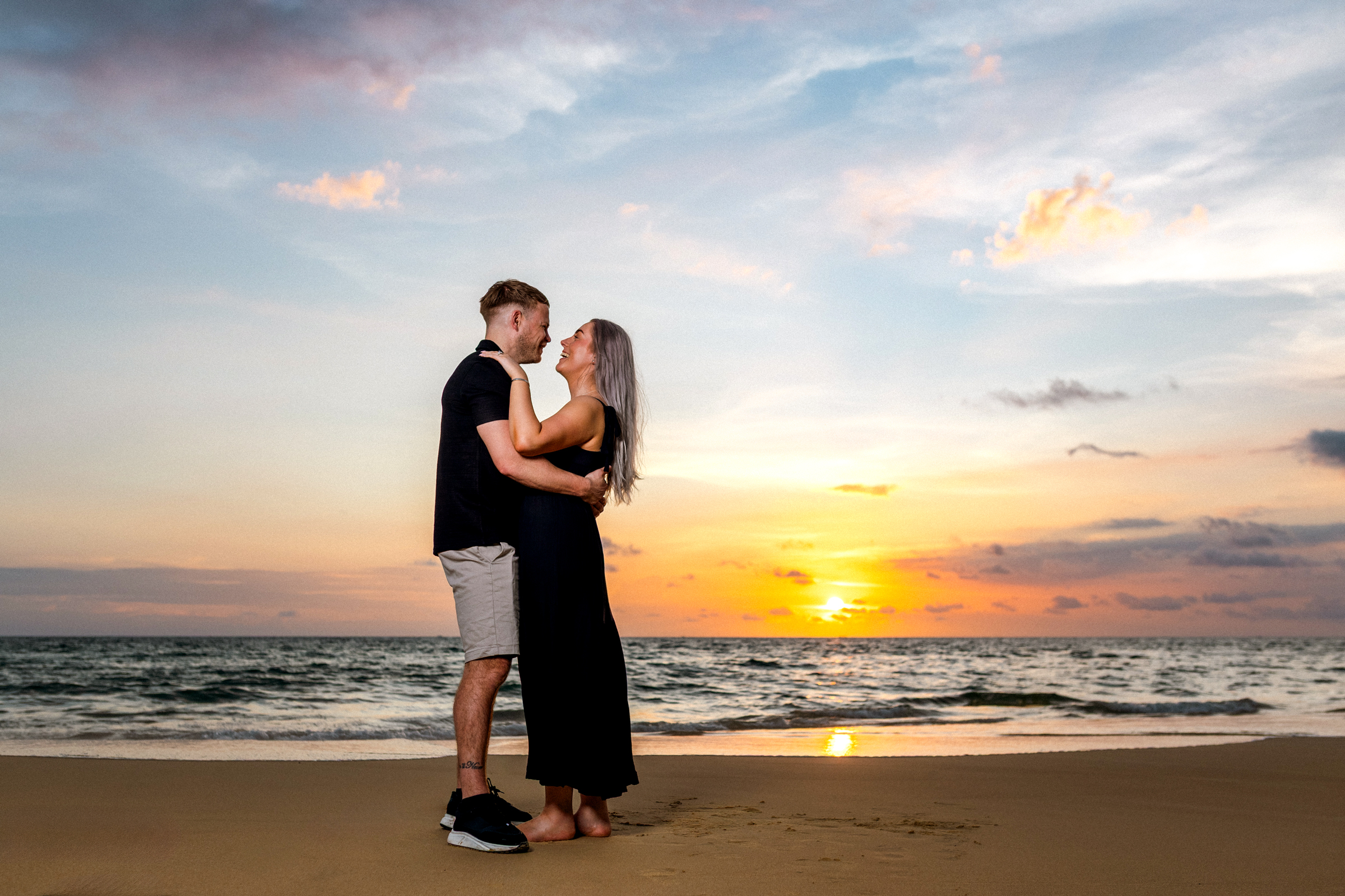 engagement photoshoot sa sunset at karon beach phuket