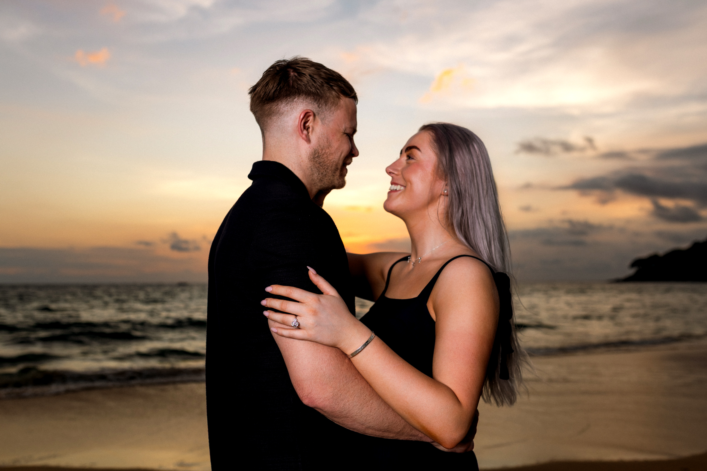 engagement photoshoot sa sunset at karon beach phuket