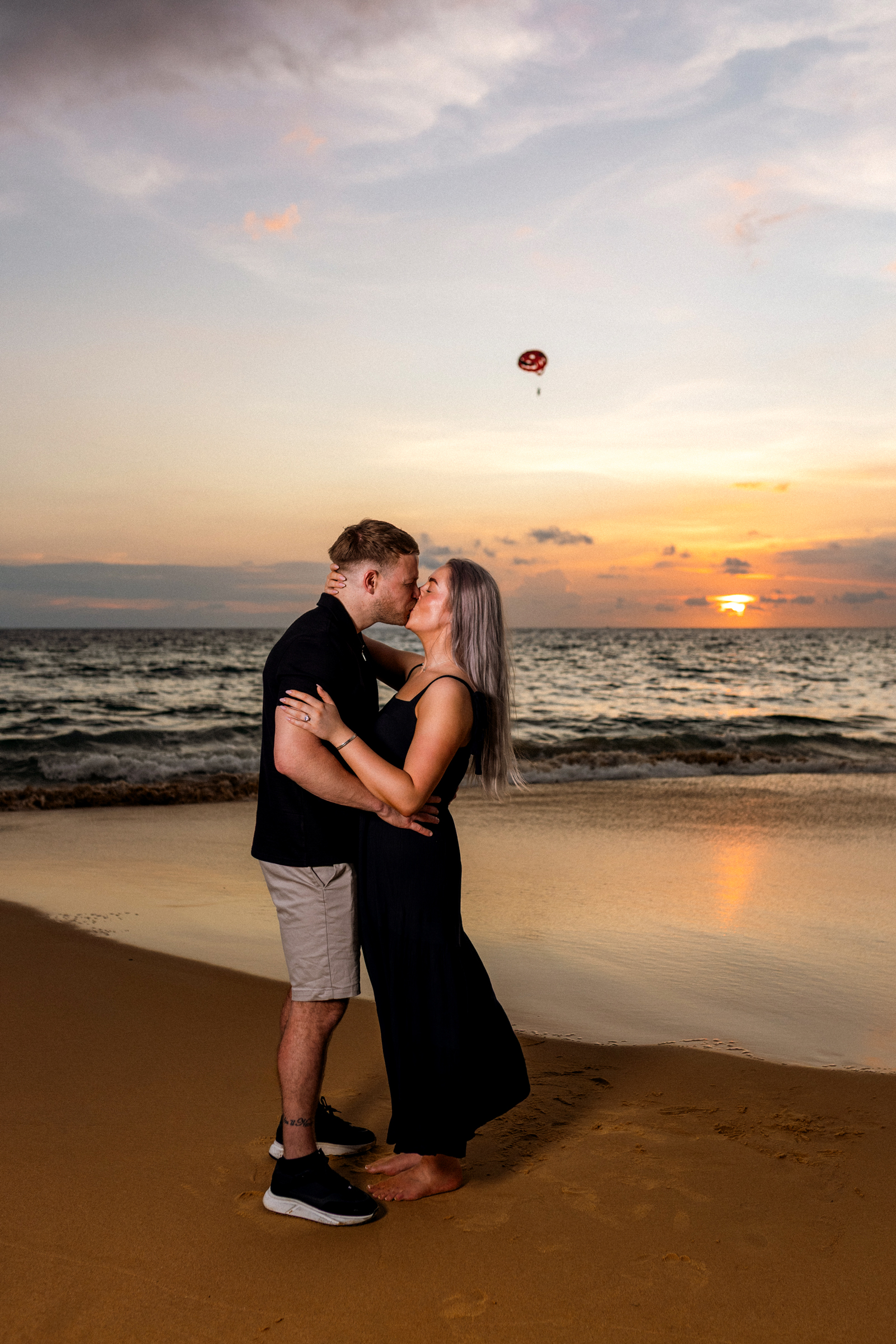 engagement photoshoot sa sunset at karon beach phuket