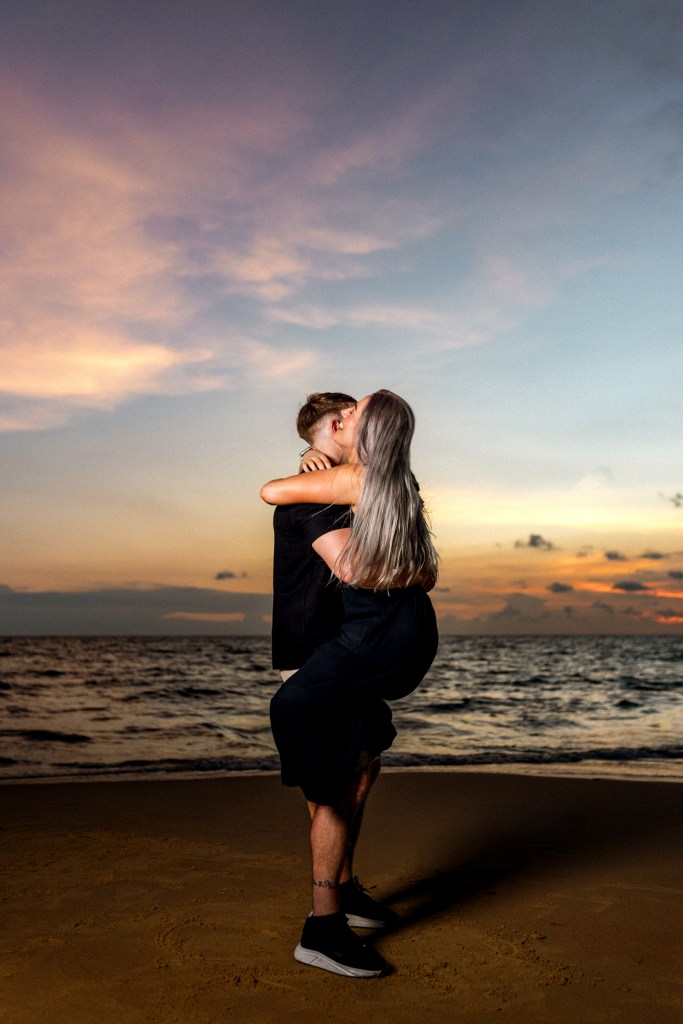 engagement photoshoot sa sunset at karon beach phuket