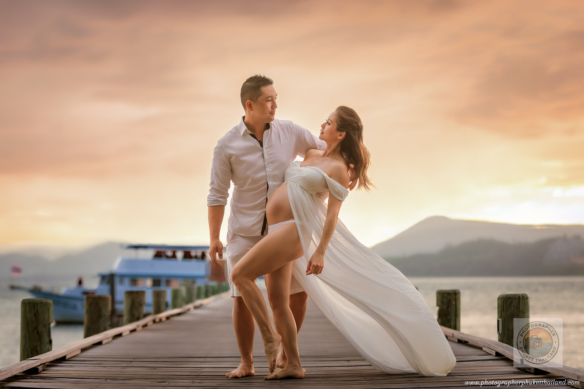 maternity-photography-wooden bridge-naka-island-sunset-phuket photographer