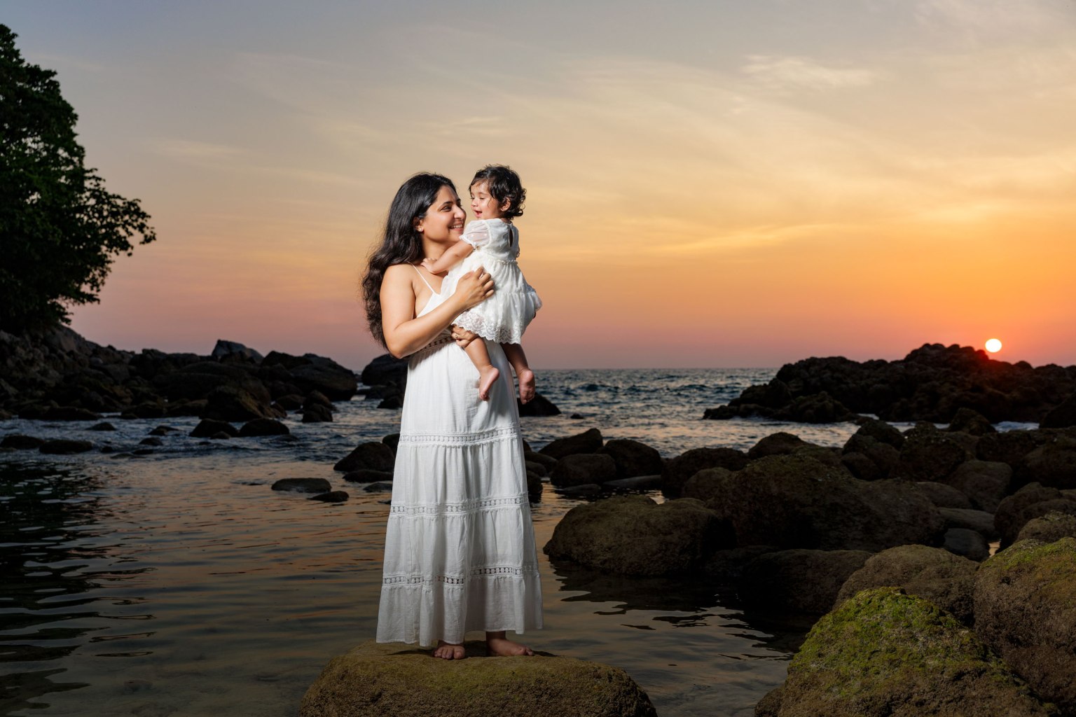 family photoshoot sunset surin beach phuket