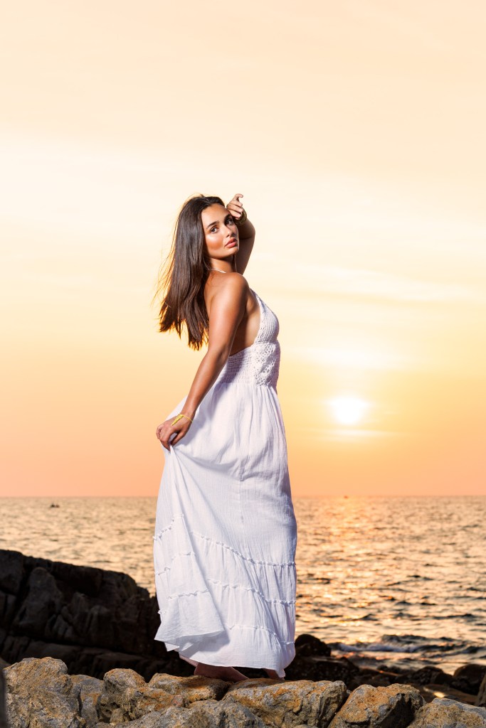 portrait photoshoot sunset sea salt beach phuket