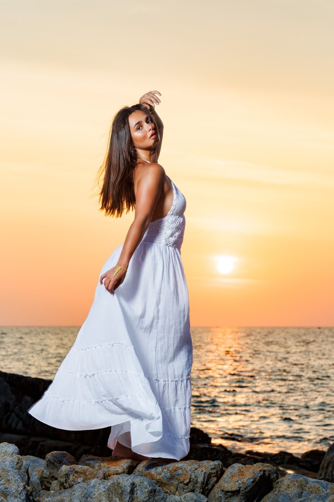 portrait photoshoot sunset sea salt beach phuket