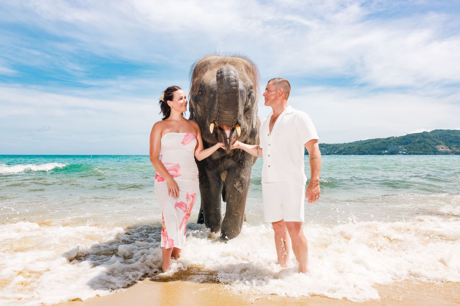 Couple photography with elephants in phuket