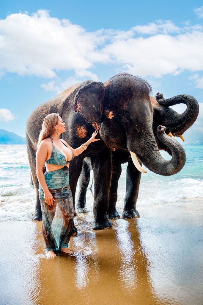 lifestyle portrait with elephants photography in phuket