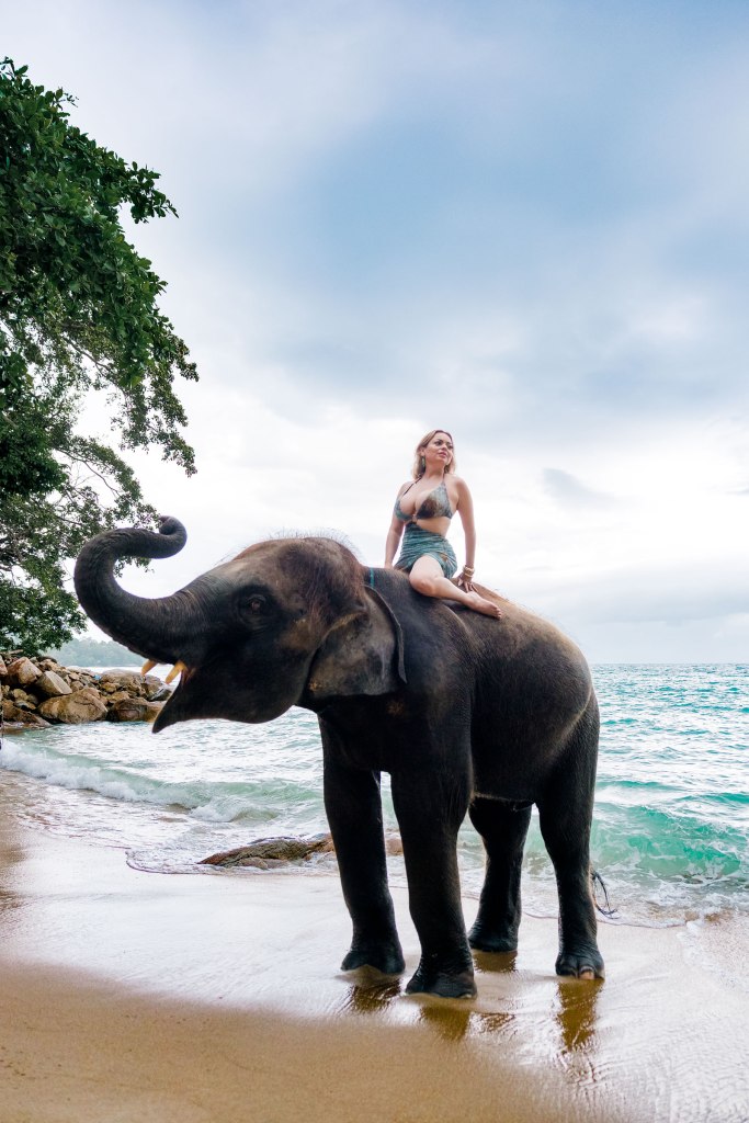 lifestyle portrait with elephants photography in phuket