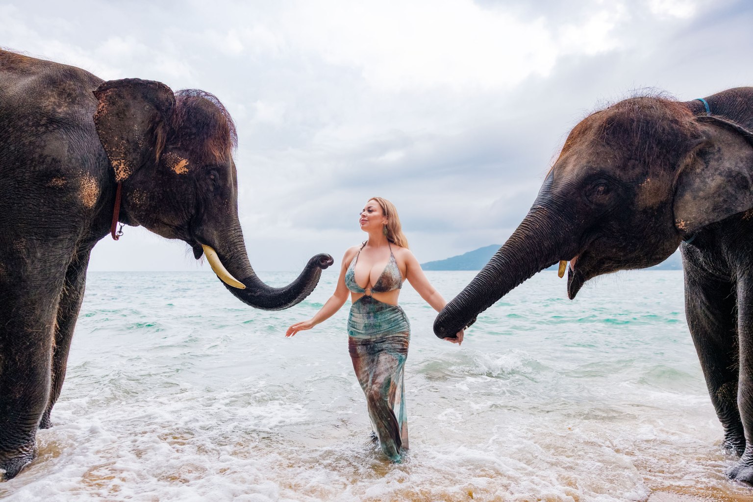 lifestyle portrait photoshoot with elephants in phuket