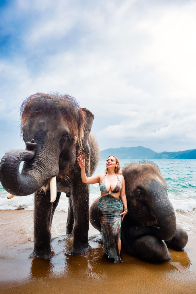 lifestyle portrait photoshoot with elephants in phuket