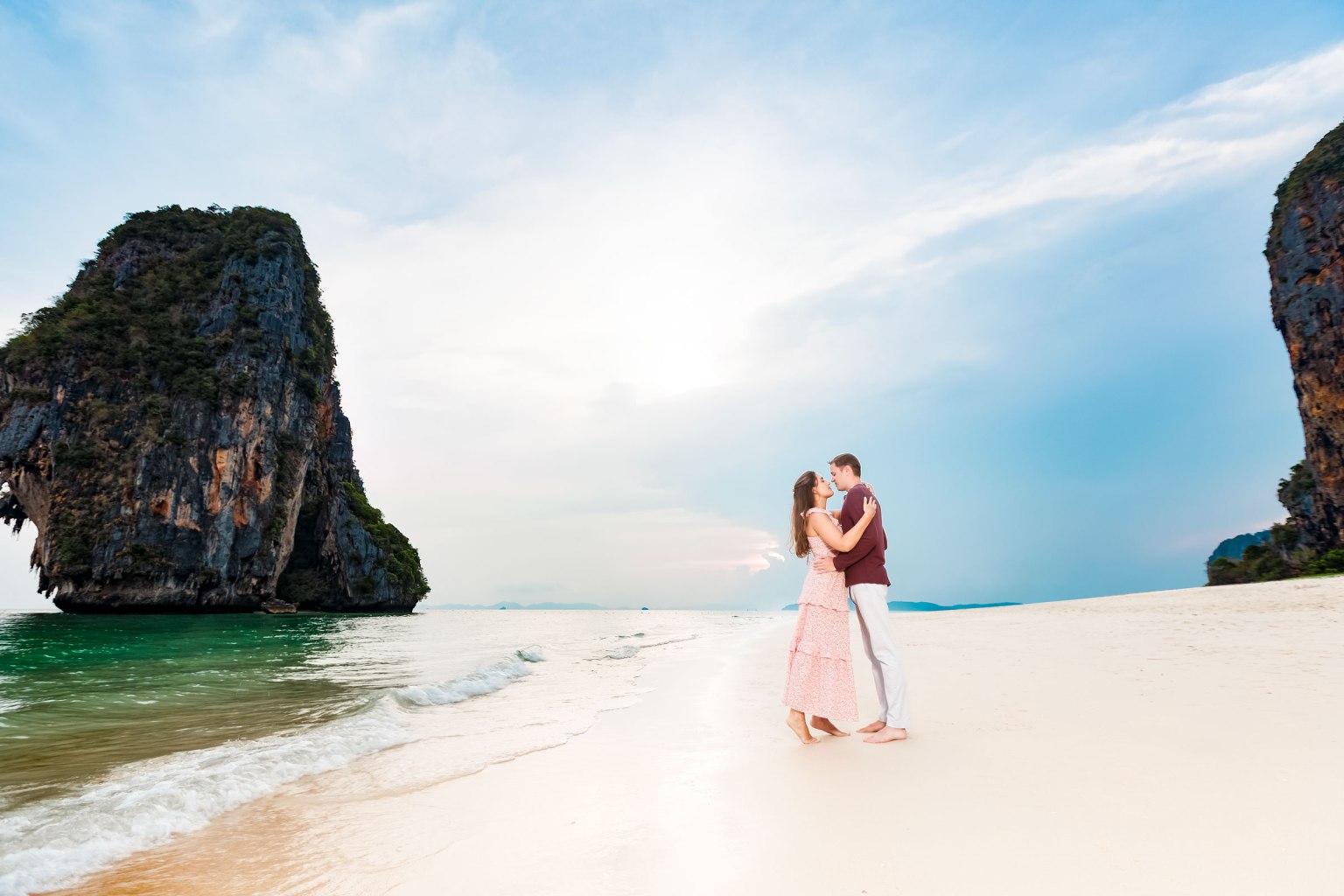 engagement photography at phra nang cave beach railay krabi thailand